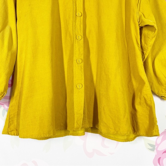 ZARA Basic Mustard Yellow Soft Corduroy Crochet Button Down Blouse M - Picture 5 of 11
